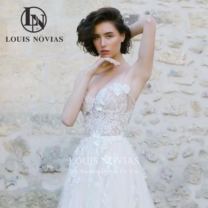 Modiis-Robe de mariée A-ligne avec appliques perlées exquises