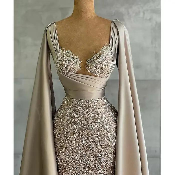 Arabe dubaï robes de soirée longue luxe paillettes