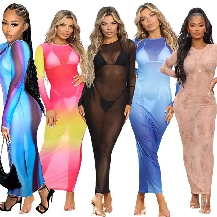 Robe longue imprimée BKLD pour femme style sexy et club occassions spéciales soirée événements gala