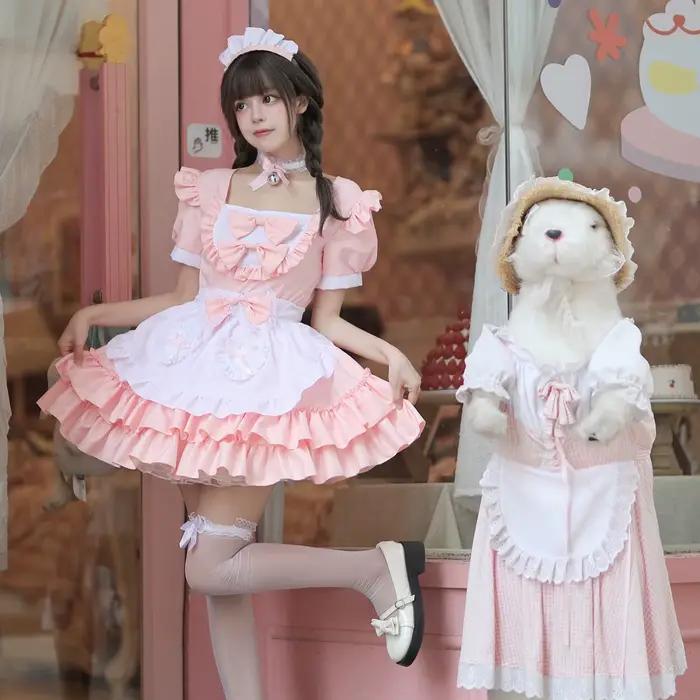 Robe Lolita Sexy Japonaise Crème Petite Demoiselle De Miel Costume Bleu Rose Rouge Noir