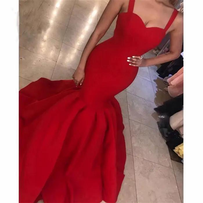 Robes de soirée sirène rouge vin vert 2026 Femmes
