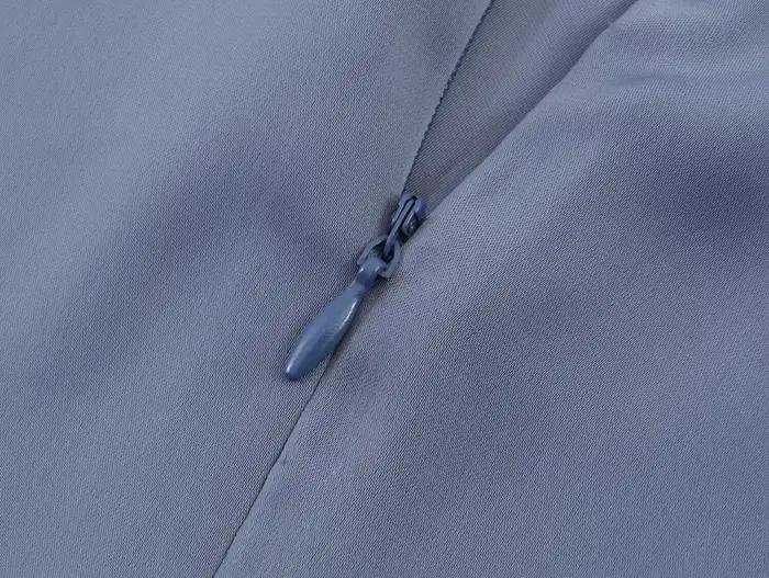 Robe bleue élégante Lyaner Amiily col roulé sans manches ourlet en dentelle à volants mini slim fit automne hiver pour femme occasions spéciales