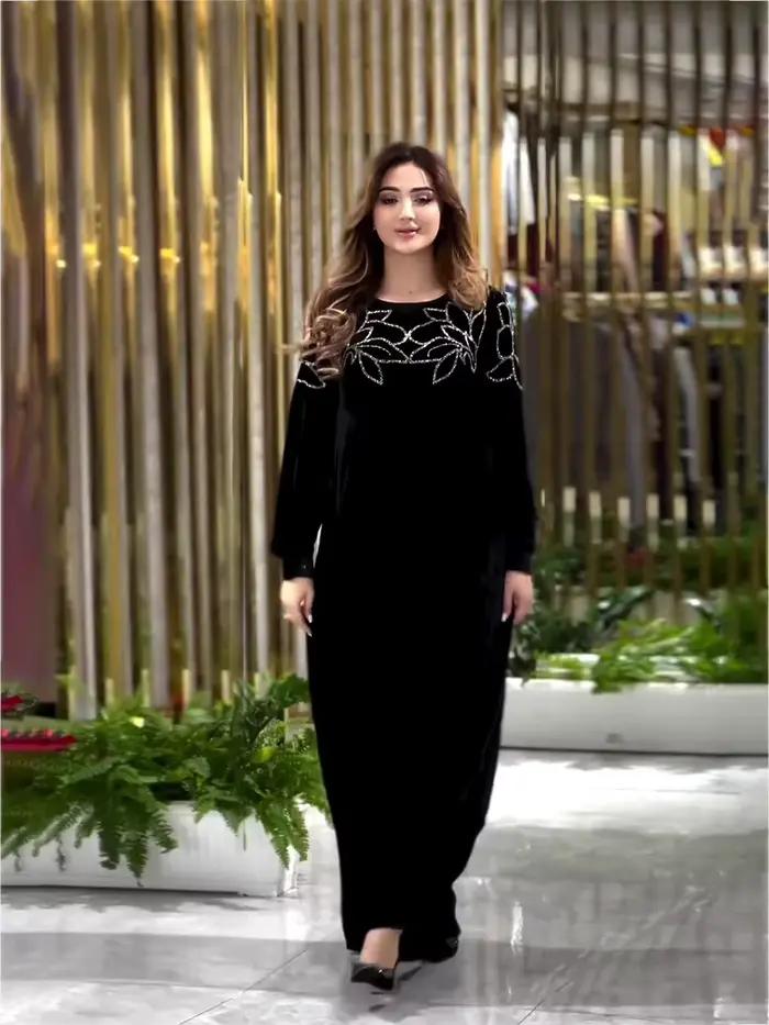 Robe de soirée ample musulmane en velours noir
