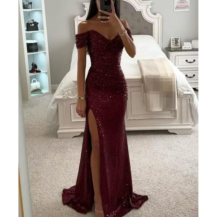 Robe longue noire élégante à une épaule