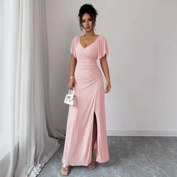 Robe de soirée élégante pour femme à col en V