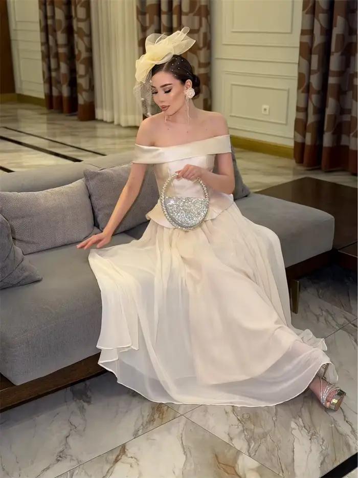 Robe de Soirée Longue en Mousseline de Soie Champagne Sur Mesure pour Occasions Spéciales