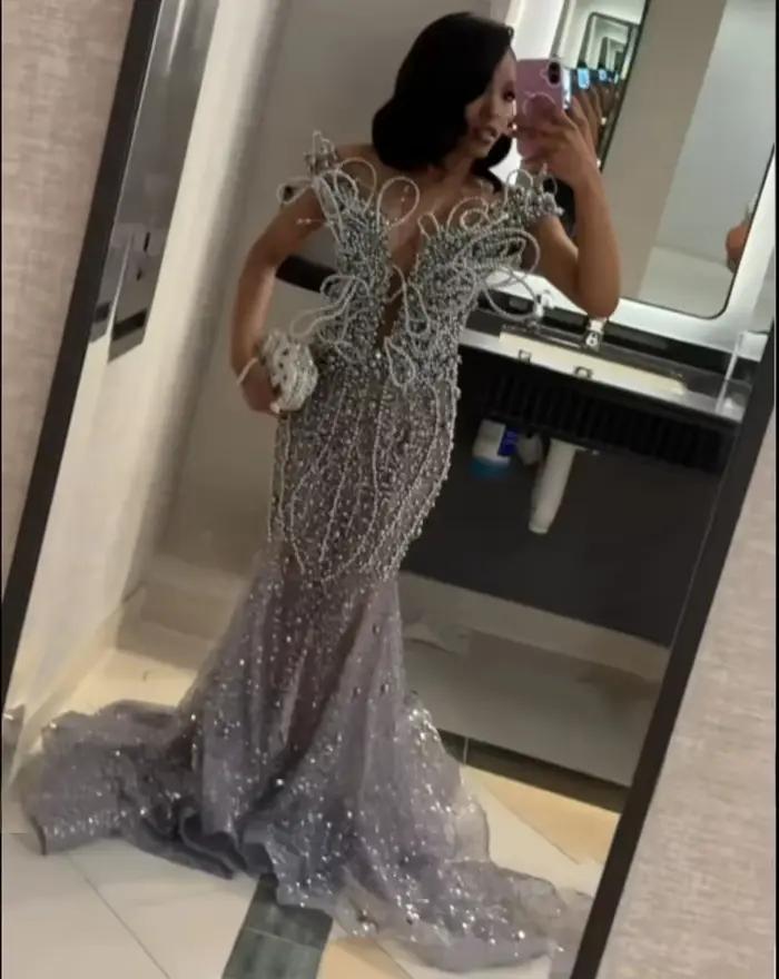 Robes de bal sud-africaines argentées pour filles noires