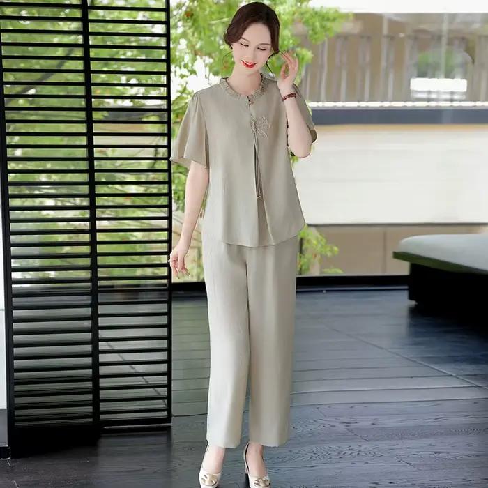 Ensemble deux pièces décontracté léger été chic pour femme occasions spéciales polyvalent confortable style unique