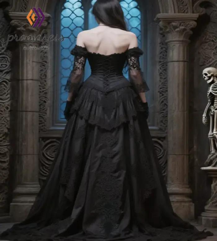 Robe de mariée gothique noire médiévale