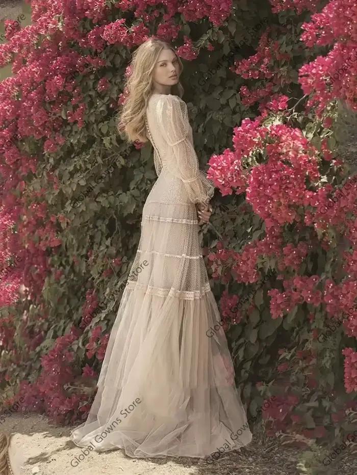 Robe de soirée en tulle à col rond pour femmes