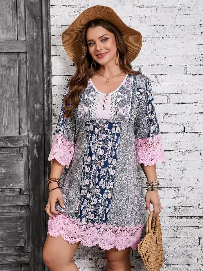 Grande taille mode femmes élégantes robe ample tenue décontractée