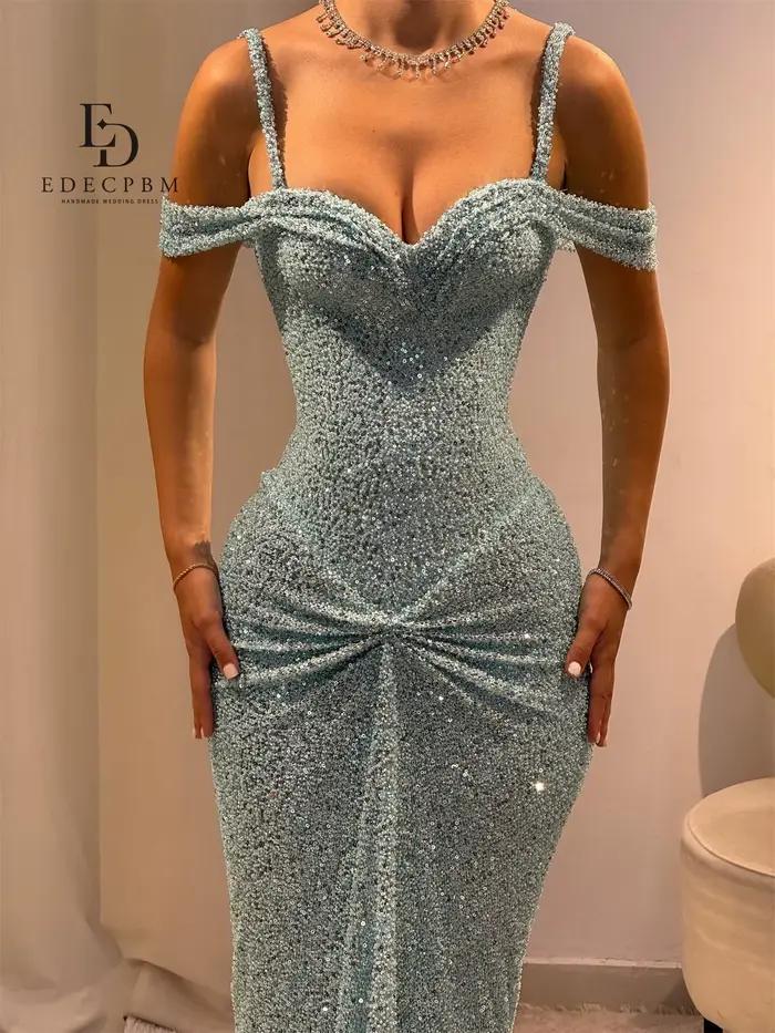 EDECPBM Sexy Luxueux Robes De Soirée Pour Femmes 2025 Luxe Bleu Personnalisé Belle