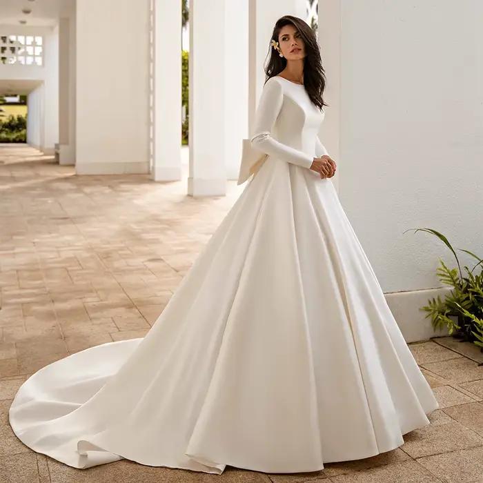 Jiayigong-Robe de Mariée Ivoire Personnalisée à Manches sulf