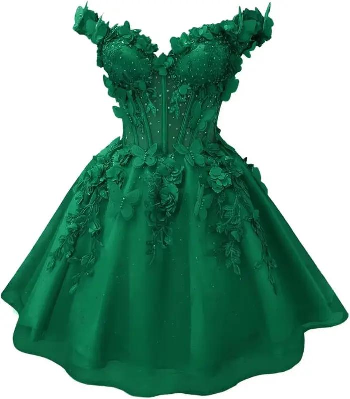 Robes de soirée courtes papillon 3D pour adolescents