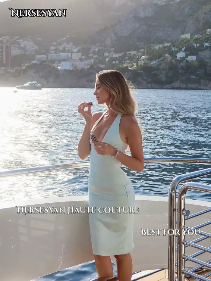 Nersesyan – robe de soirée sirène bleu ciel