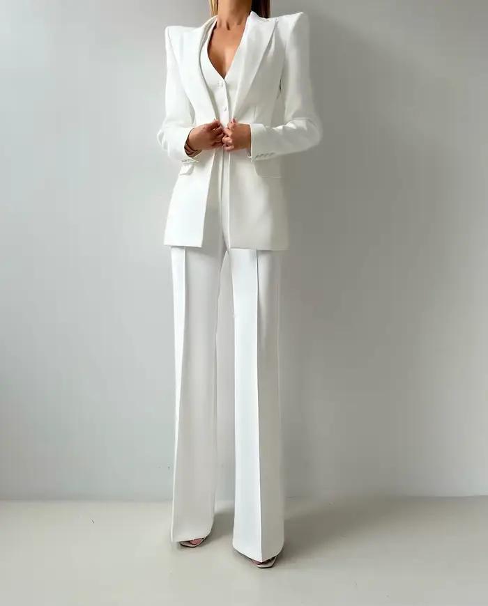 Costumes pantalons de mariage blancs pour femmes