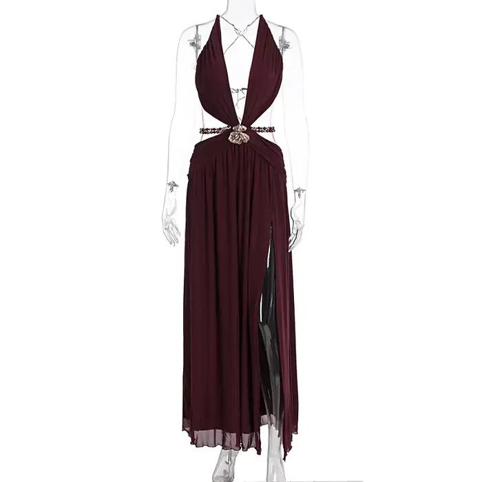 Townlike léopard a-ligne Maxi longue robe femmes licou 2026 printemps été