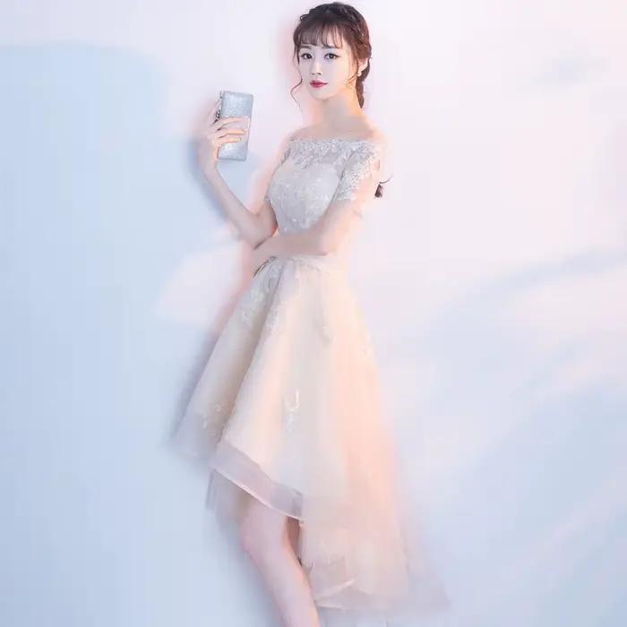 DongCMY 2026 nouvelle couleur Beige dentelle robes De demoiselle d'honneur grande taille robe De bal