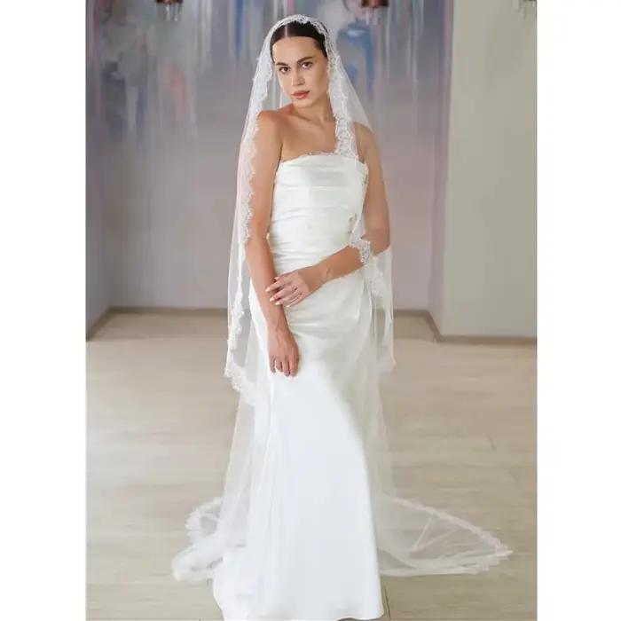 Voile de mariée en dentelle de cils doux