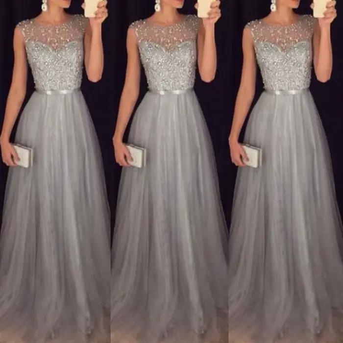 Robe de Soirée Longue en Dentelle pour Femme