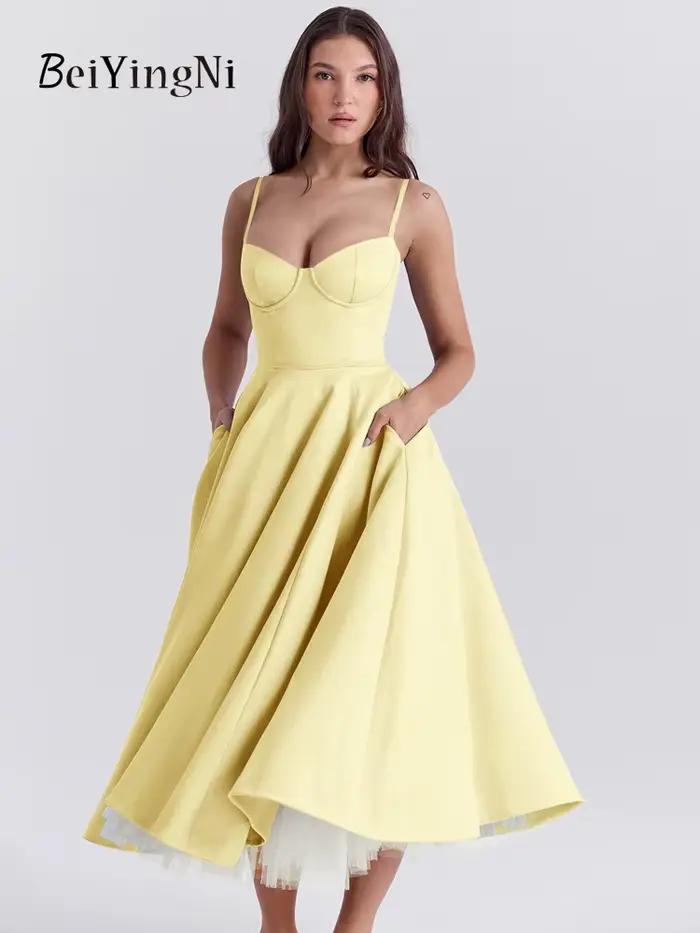 Beiyingni robes de soirée pour femmes 2025 nouvelle mode haut de gamme français Double couche Tutu robe maille mince