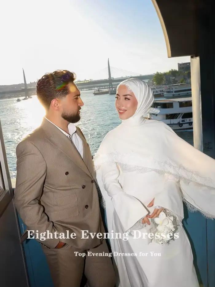 Robe de Mariée Arabe Eightale Personnalisée avec Appliques en Dentelle et Décoration en Perles pour Femmes Occasions Spéciales Cérémonies Gala