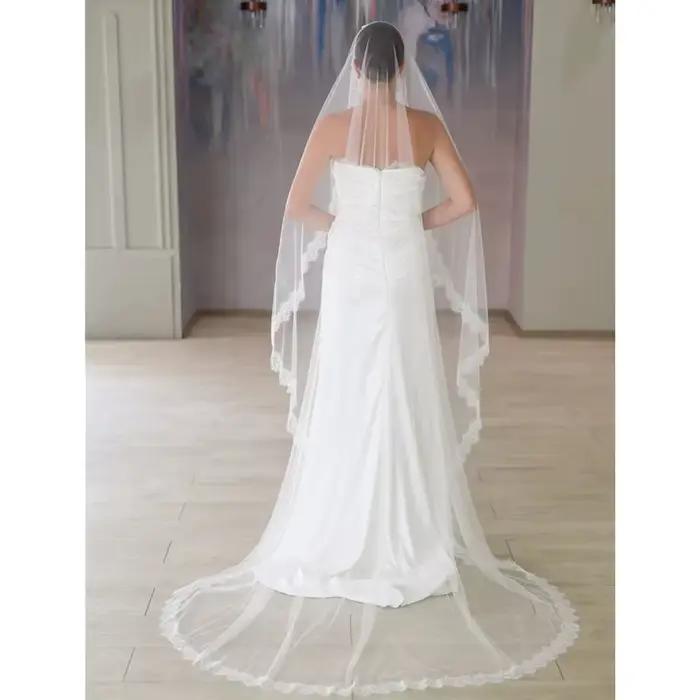 Voile de mariée en dentelle de cils doux