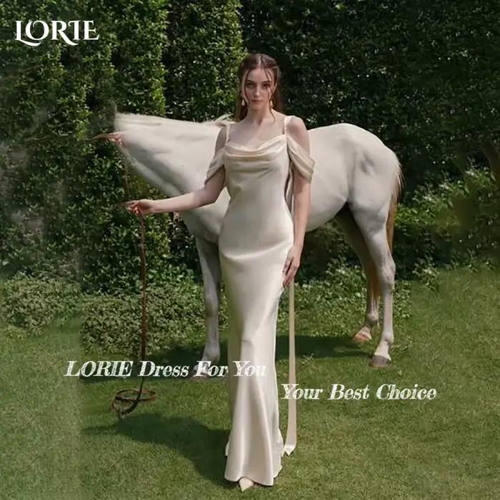 LORIE brillant Satin robe de mariée sans bretelles dos nu sirène robes