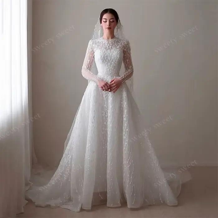 Robe De mariée à paillettes en Organza perlé avec broderie