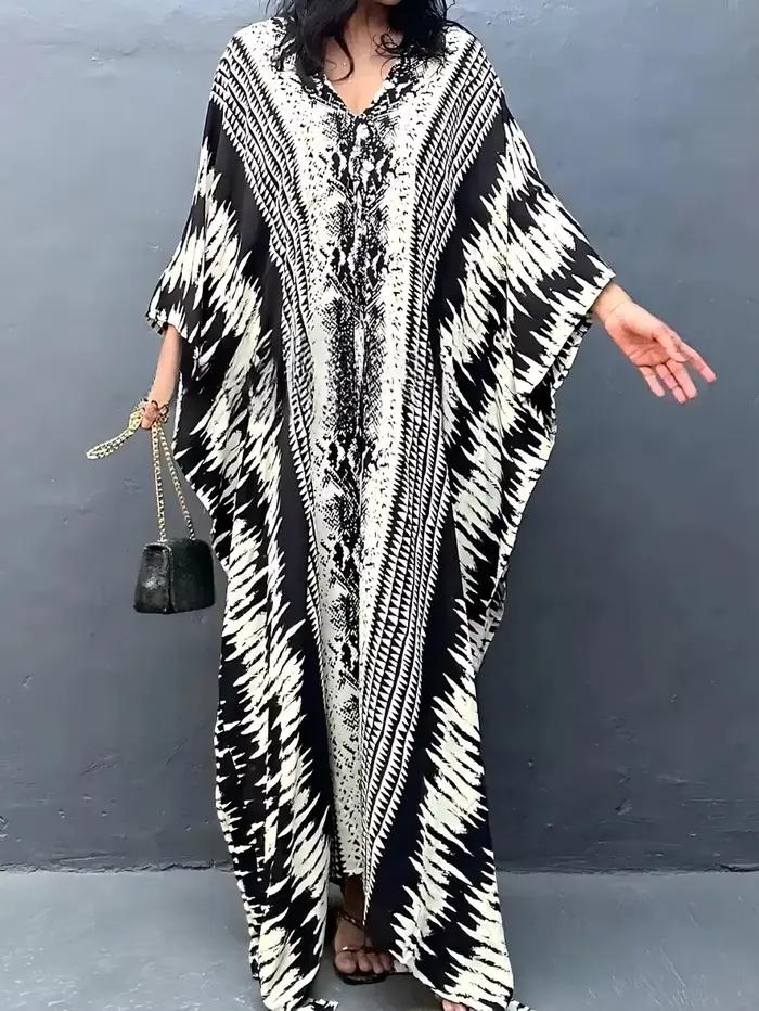 Robe caftan MAKABO imprimés colorés style plage pour femmes vacances estivales occasions spéciales