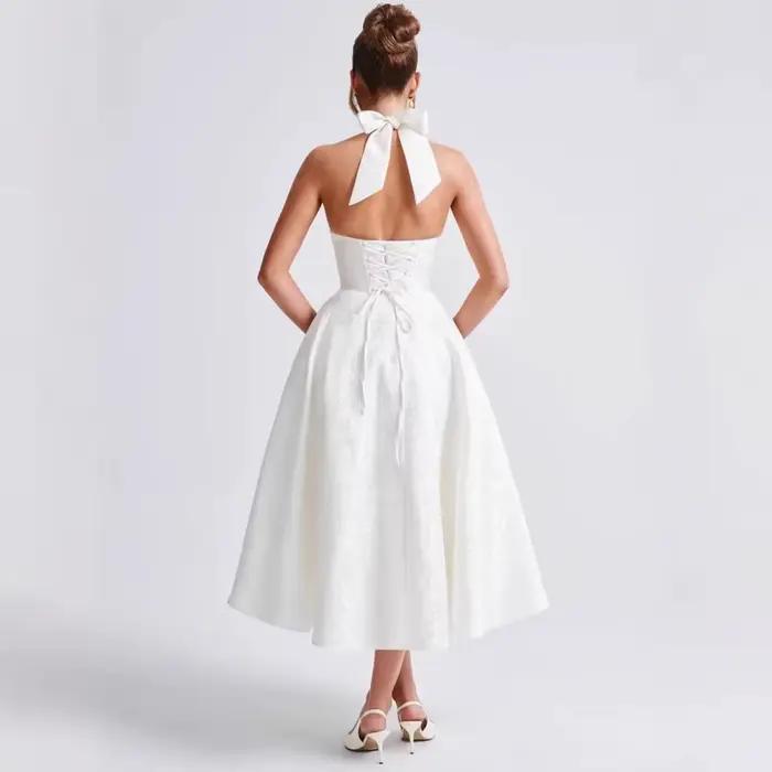 Robe mi-longue pour femme en tissu jacquard