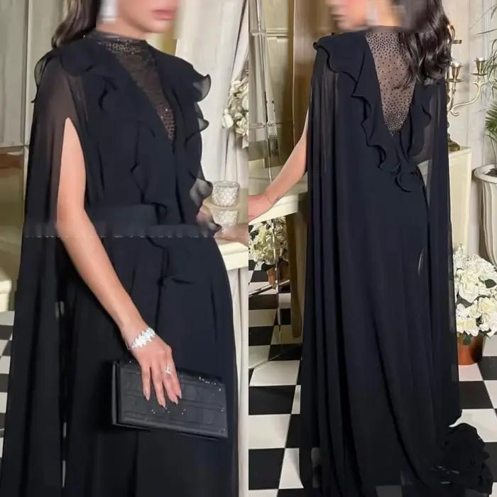 Robe de soirée en mousseline de soie noire