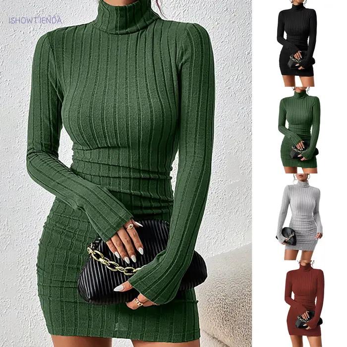 Spèly-Robe à col roulé à manches longues pour femmes