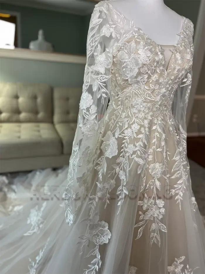 HERBURN Robes de mariée délicates en forme de A pour femmes