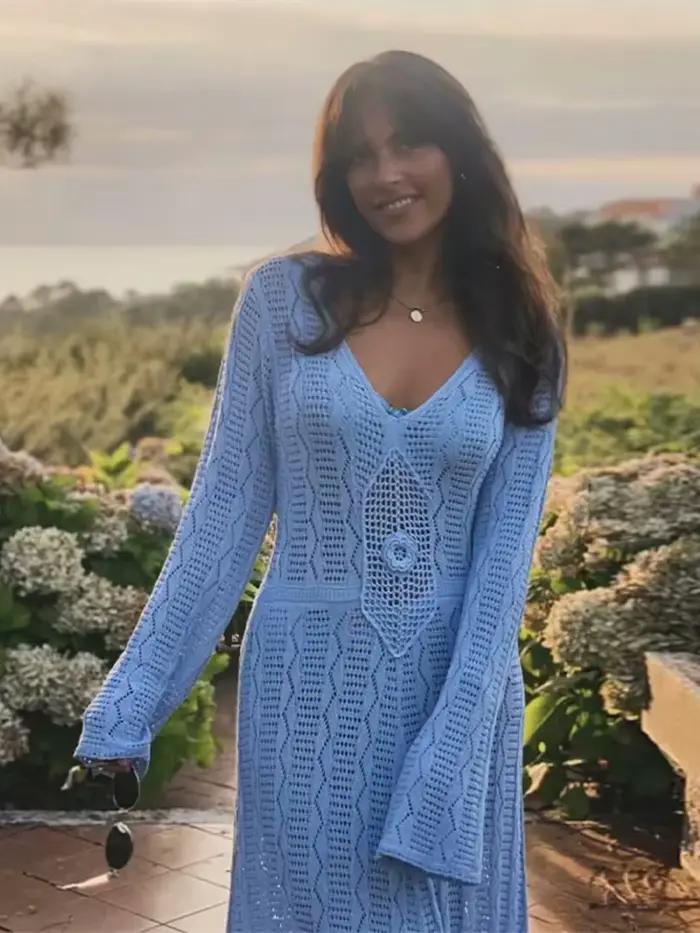 Robe longue tricotée pour femmes