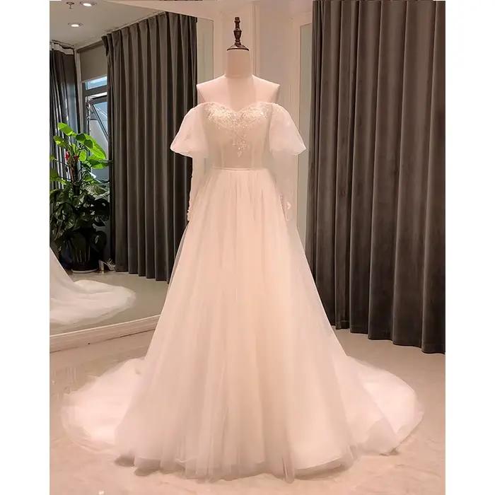 8174 personnalisé simple robe de mariée pour mariage civil plage boho robes