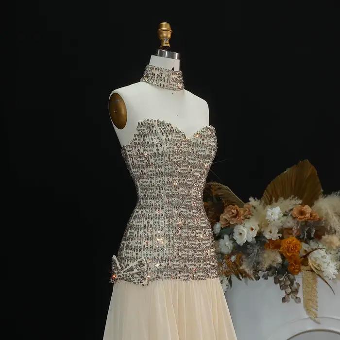 Sharon Said – robe de soirée dorée haut de gamme