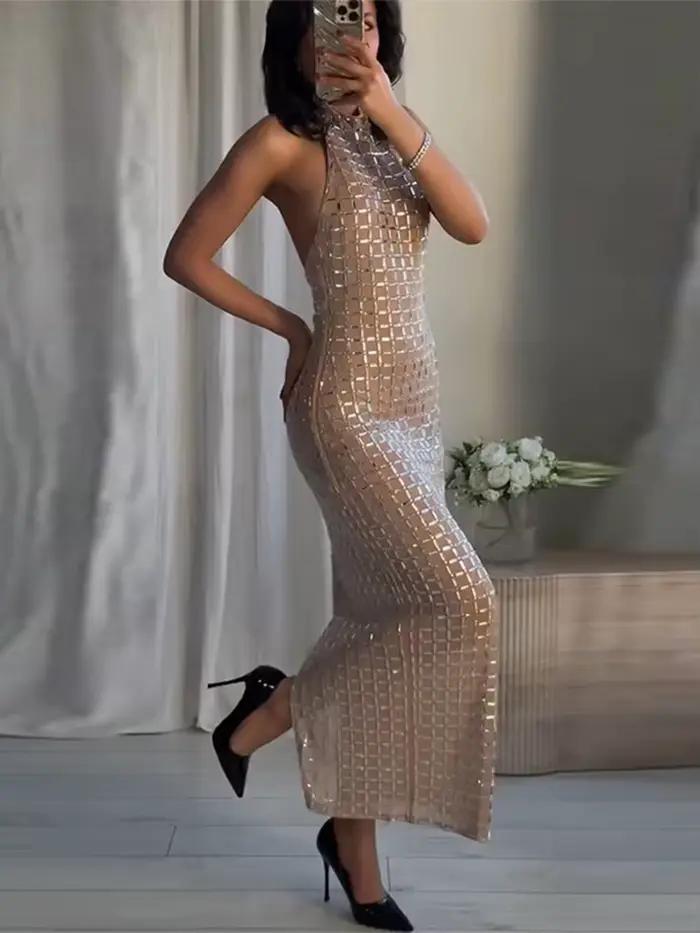 Robe de soirée longue sans manches pour femmes
