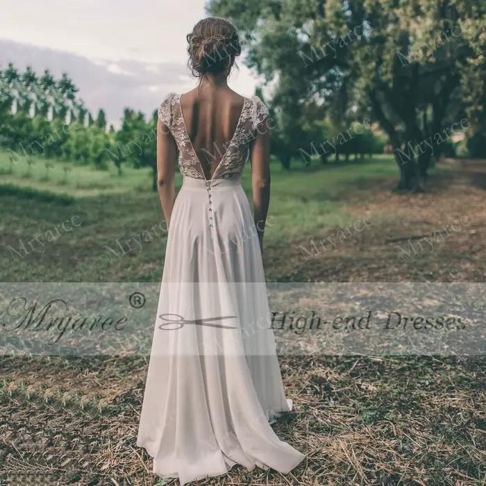 Zelyarce-Robe de Mariée Rustique en Mousseline de Soie