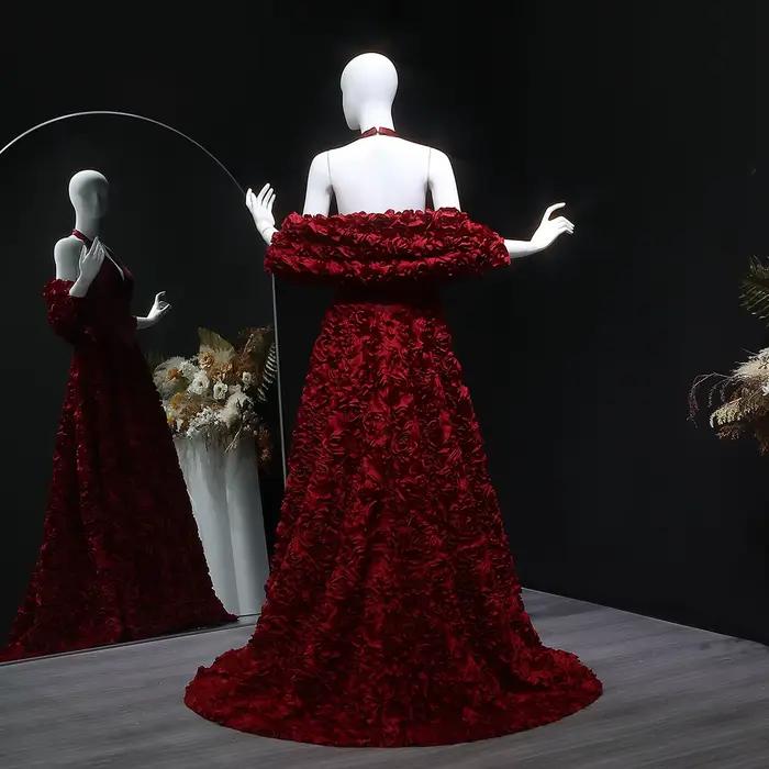 Sharon Said Dubai luxe bordeaux licou robes de soirée avec veste pour les femmes