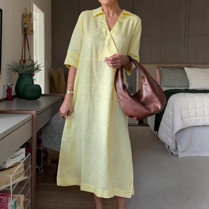 Robe longue à manches courtes pour femmes