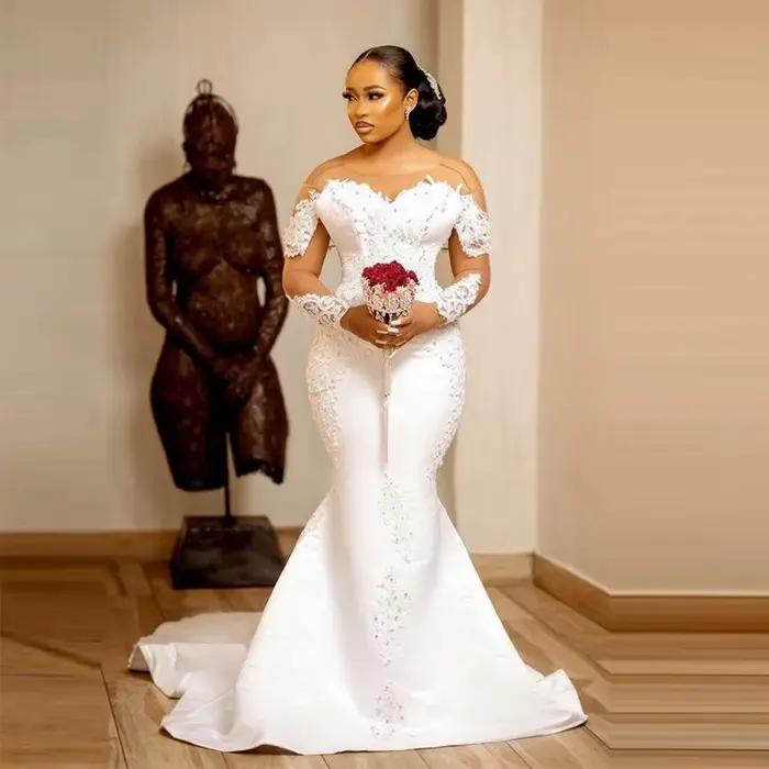 Robes de mariée sirène avec illusion de col transparent