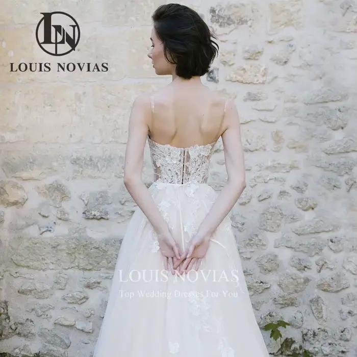 Modiis-Robe de mariée A-ligne avec appliques perlées exquises