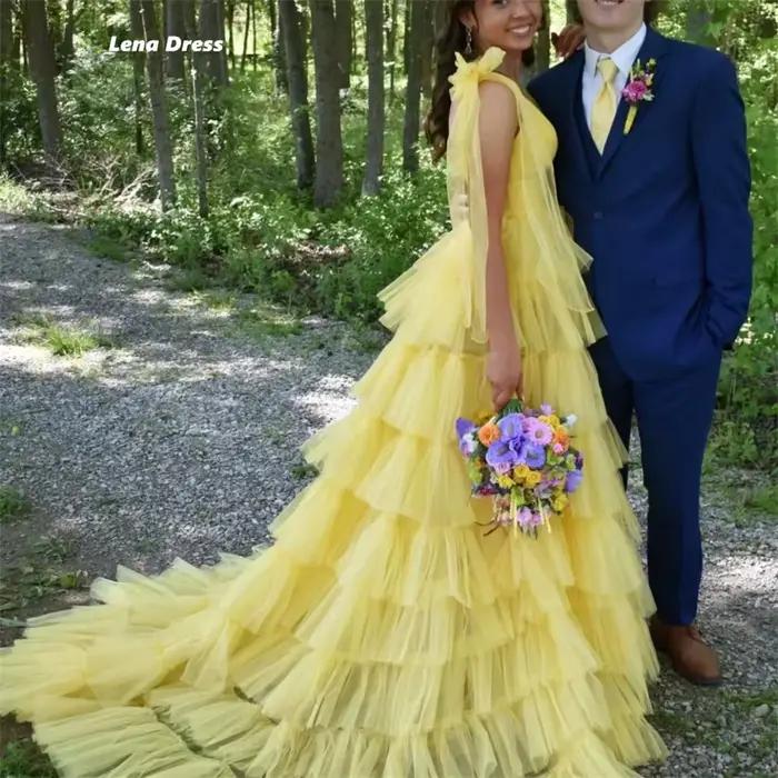 Lena mariage élégant robes de bal de luxe femmes robe de soirée sur mesure multicouche