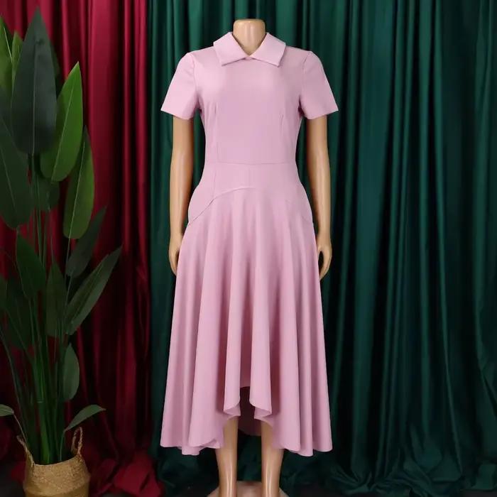 Robe d'église plissée à manches courtes pour femmes élégante ligne A occasionnelle polyvalente