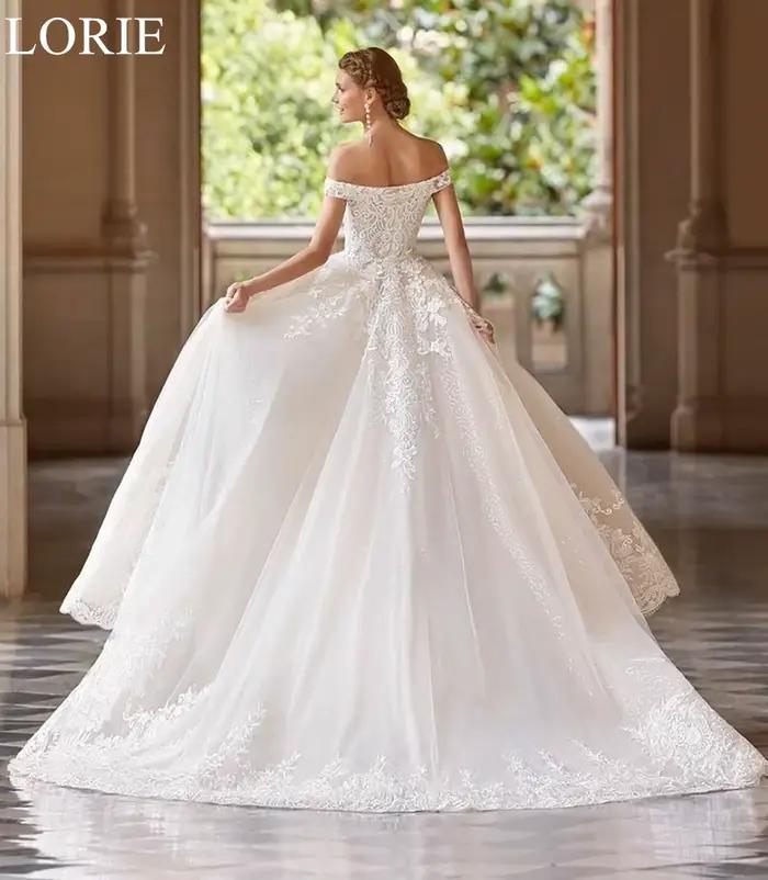 LORIE BO00-Off-Robe de Mariée Plissée en Dentelle