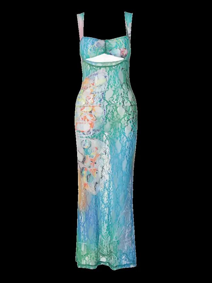 Dulzura – robe Maxi découpée en dentelle imprimée