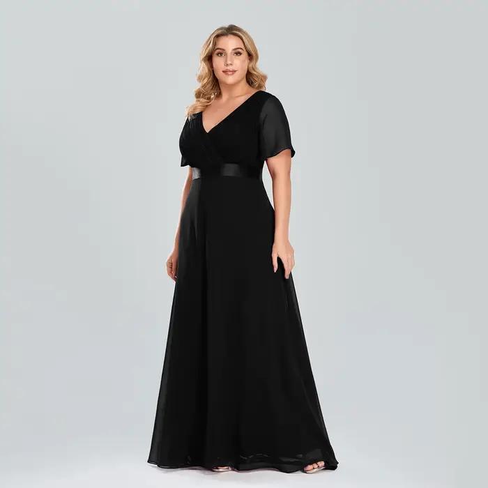 XUCTHHC – Robe de soirée longue en mousseline de soie