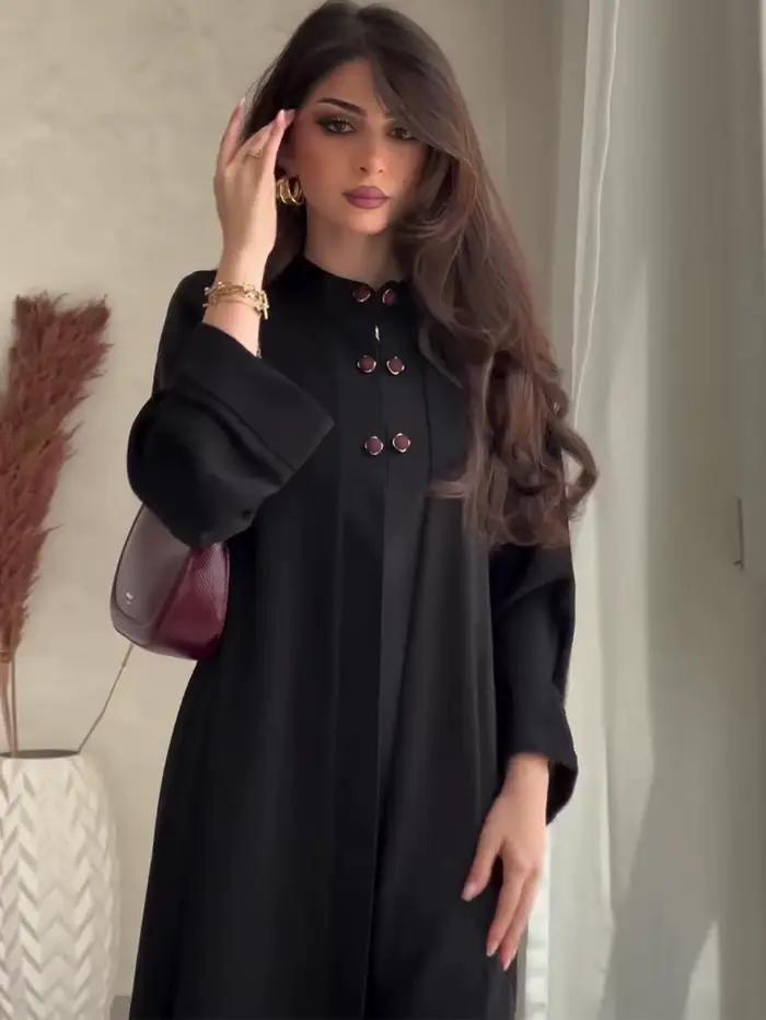Robe de soirée noire Vintage de couleur unie