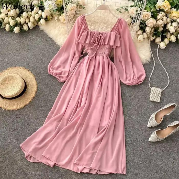 Robe maxi chic et élégante à col carré pour femmes